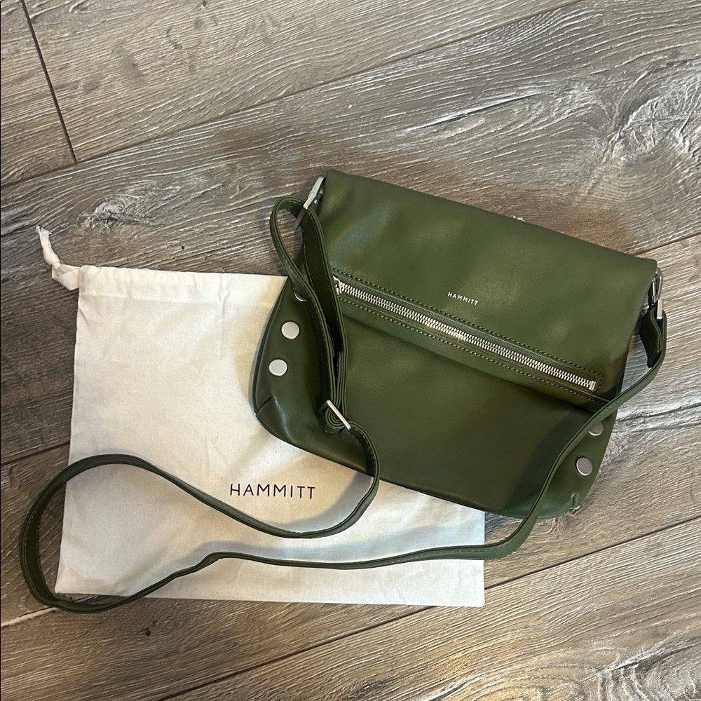 Hammitt Olive Crossbody Bag with Silver Accents